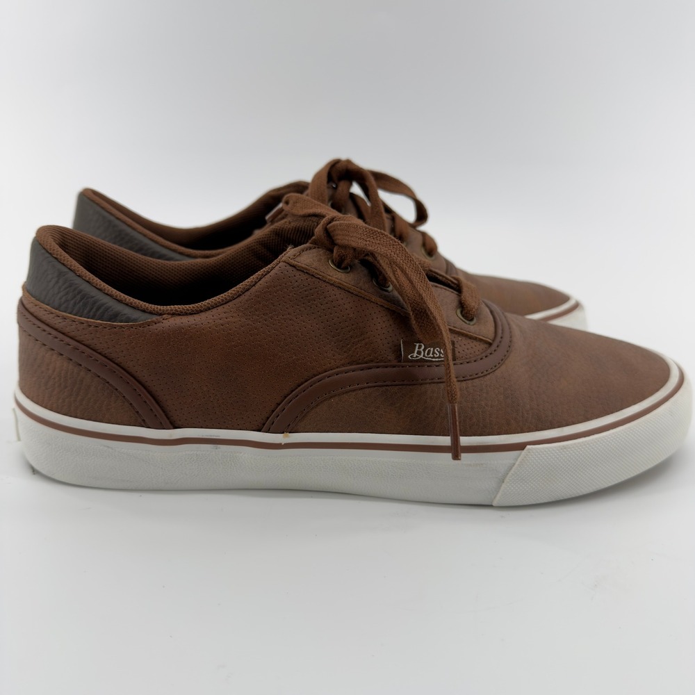Bass Mens Brown Faux Leather Low Top Lace Up Sneakers Casual Shoes Size 8